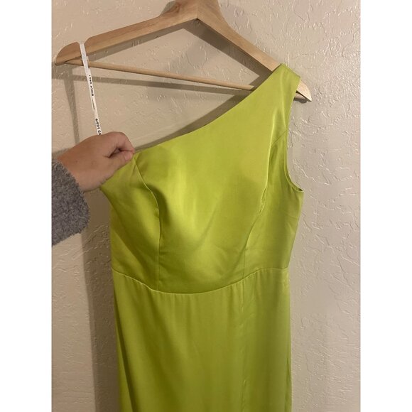 Birdy Grey Kira One Shoulder Satin High Slit Bridesmaid Dress - Picture 7 of 10